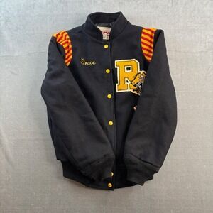 Vintage High Gear Varsity Jacket Pirate Letterman Black Yellow‎ Women's S